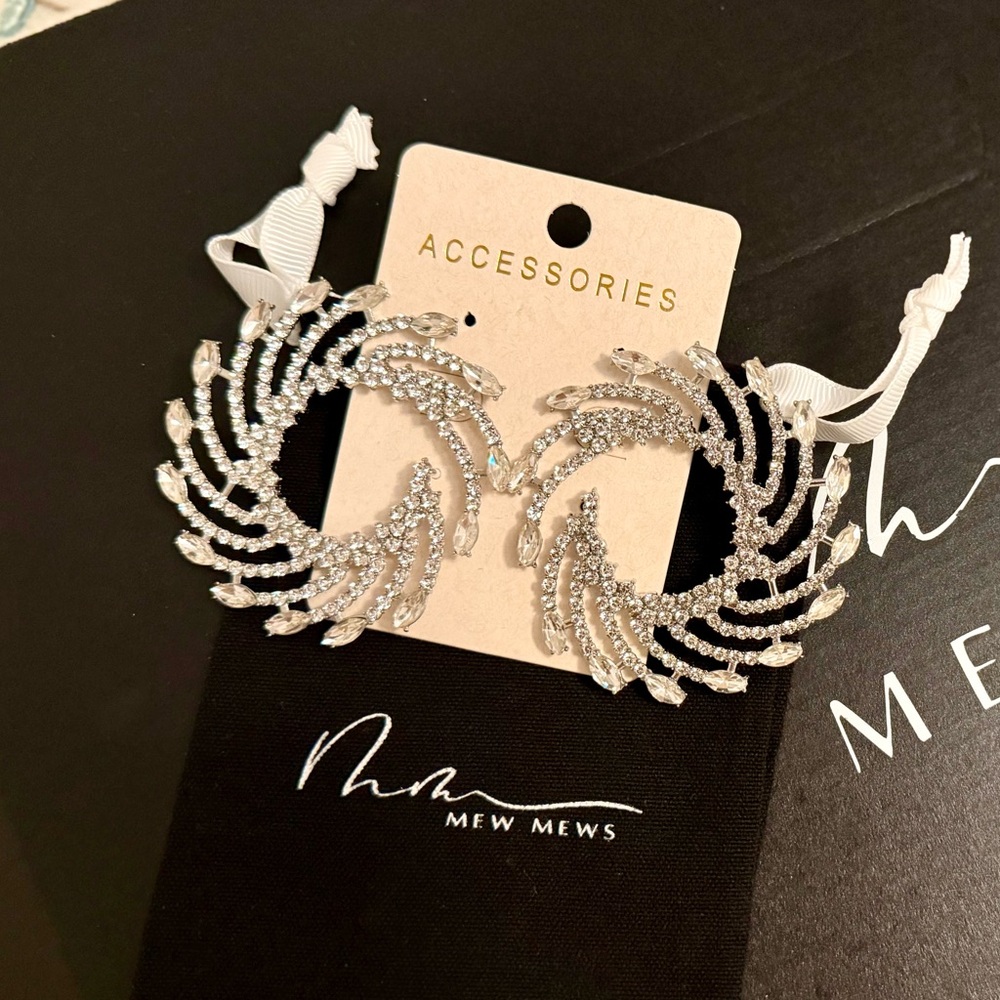 Mew Mews Silver Crystal Swirl Earrings
